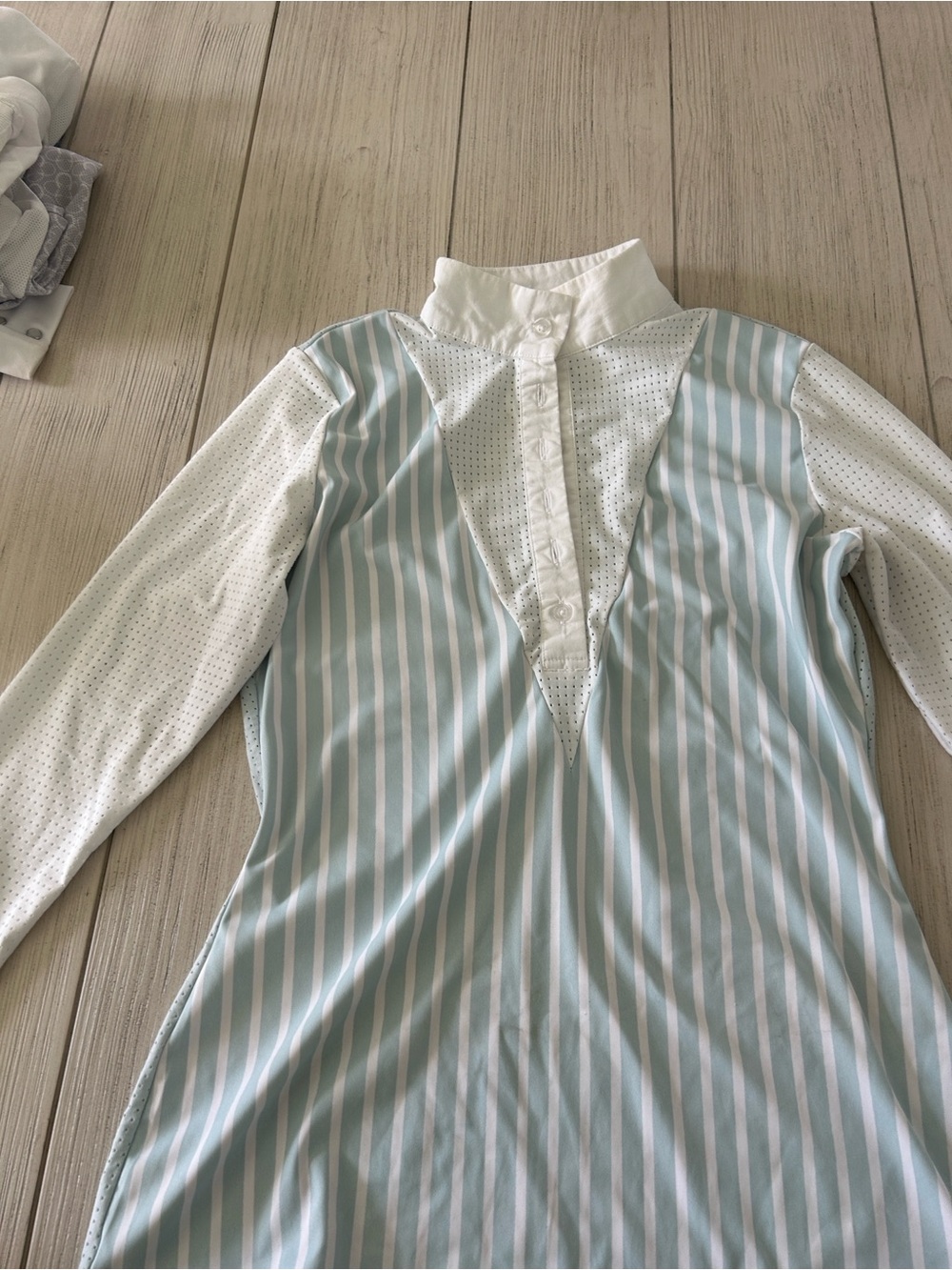 Women's Light Blue & White Striped Long Sleeve Shirt Dress